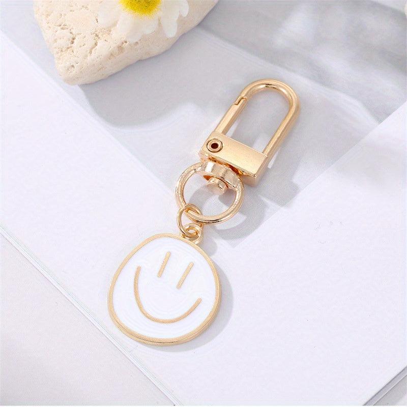 Alloy Enamel Painted Happy Face Keychain Golden Irregular Expression