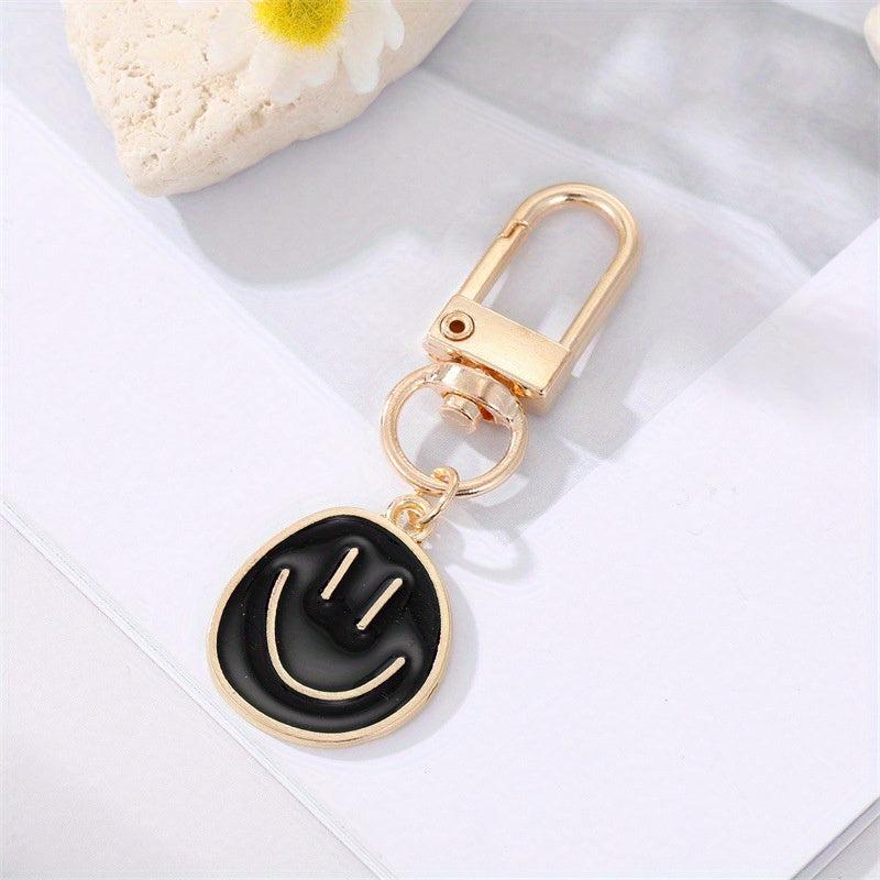 Alloy Enamel Painted Happy Face Keychain Golden Irregular Expression