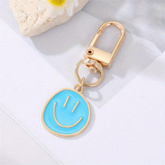 Alloy Enamel Painted Happy Face Keychain Golden Irregular Expression