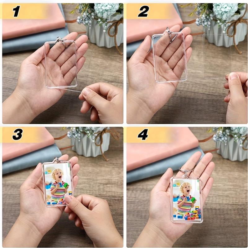 10PCS Acrylic Photo Frame Keychain Insert Holder Double Sided DIY