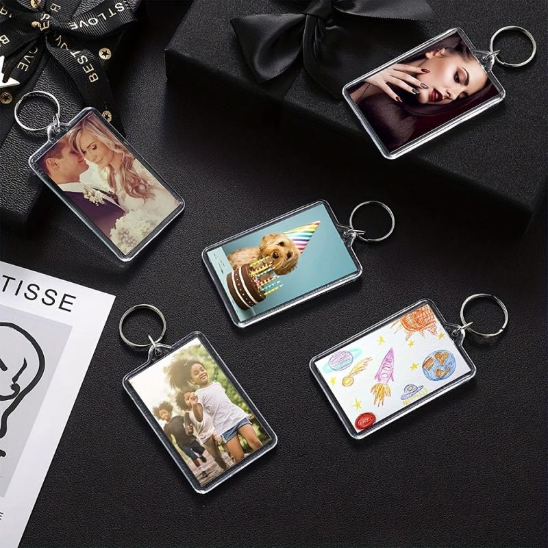 10PCS Acrylic Photo Frame Keychain Insert Holder Double Sided DIY