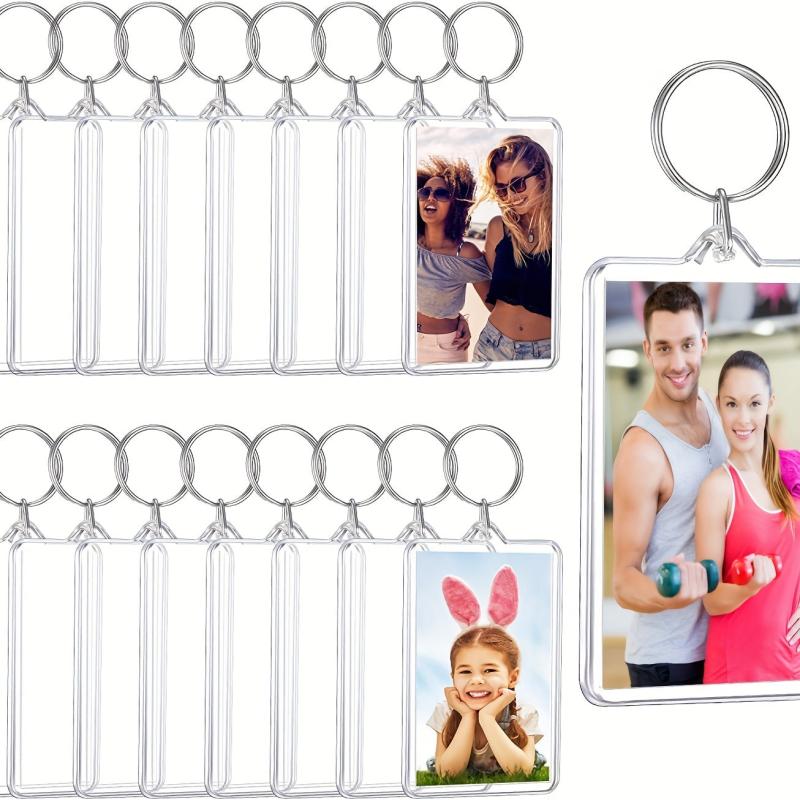 10PCS Acrylic Photo Frame Keychain Insert Holder Double Sided DIY