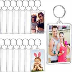 10PCS Acrylic Photo Frame Keychain Insert Holder Double Sided DIY