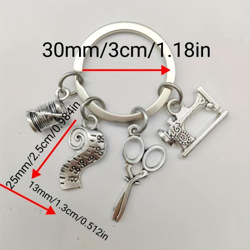 Retro Scissors Sewing Machines Keychain Vintage Metal Key Ring Graduation Gift
