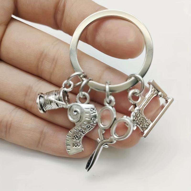 Retro Scissors Sewing Machines Keychain Vintage Metal Key Ring Graduation Gift