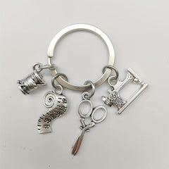 Retro Scissors Sewing Machines Keychain Vintage Metal Key Ring Graduation Gift