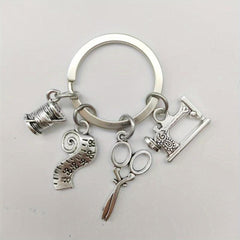 Retro Scissors Sewing Machines Keychain Vintage Metal Key Ring Graduation Gift