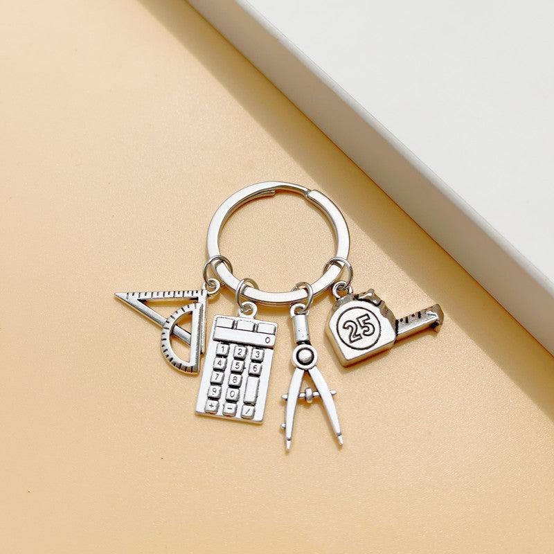 Teacher's Gift Keychain Rule Calculator Math Learning Supplies Keyring