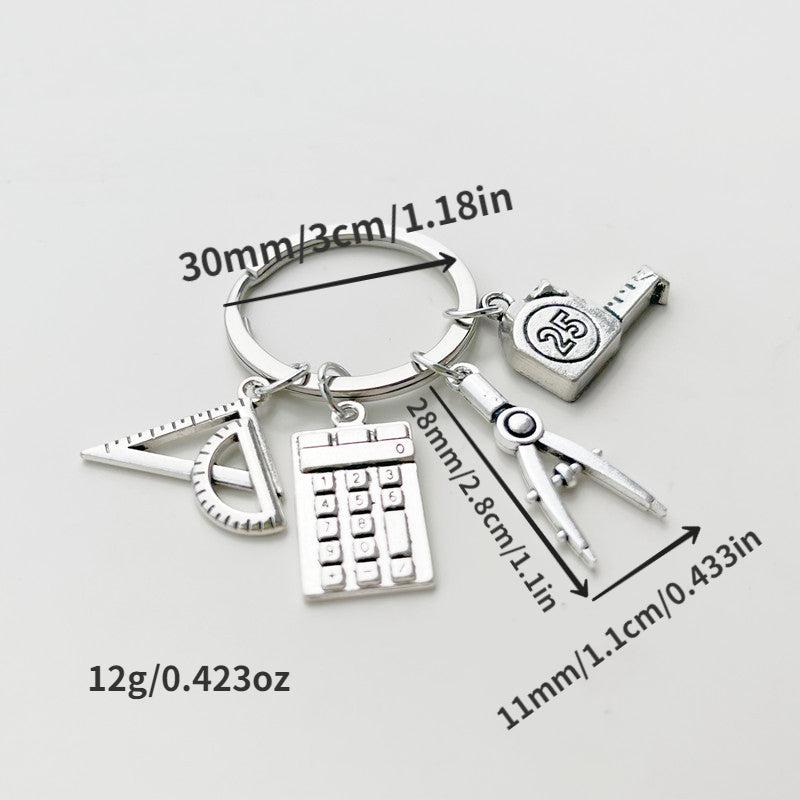 Teacher's Gift Keychain Rule Calculator Math Learning Supplies Keyring