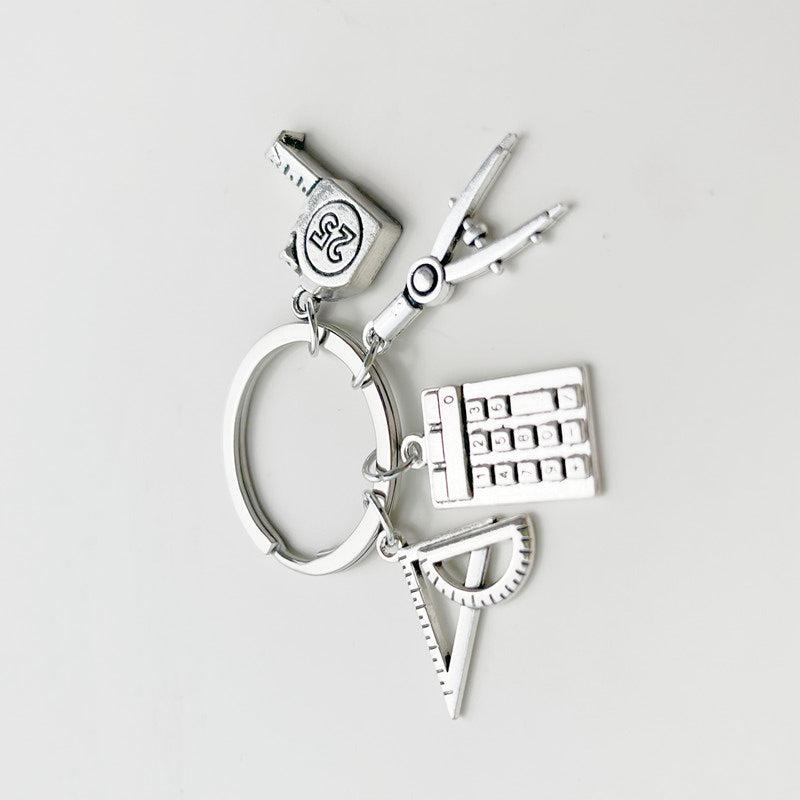 Teacher's Gift Keychain Rule Calculator Math Learning Supplies Keyring