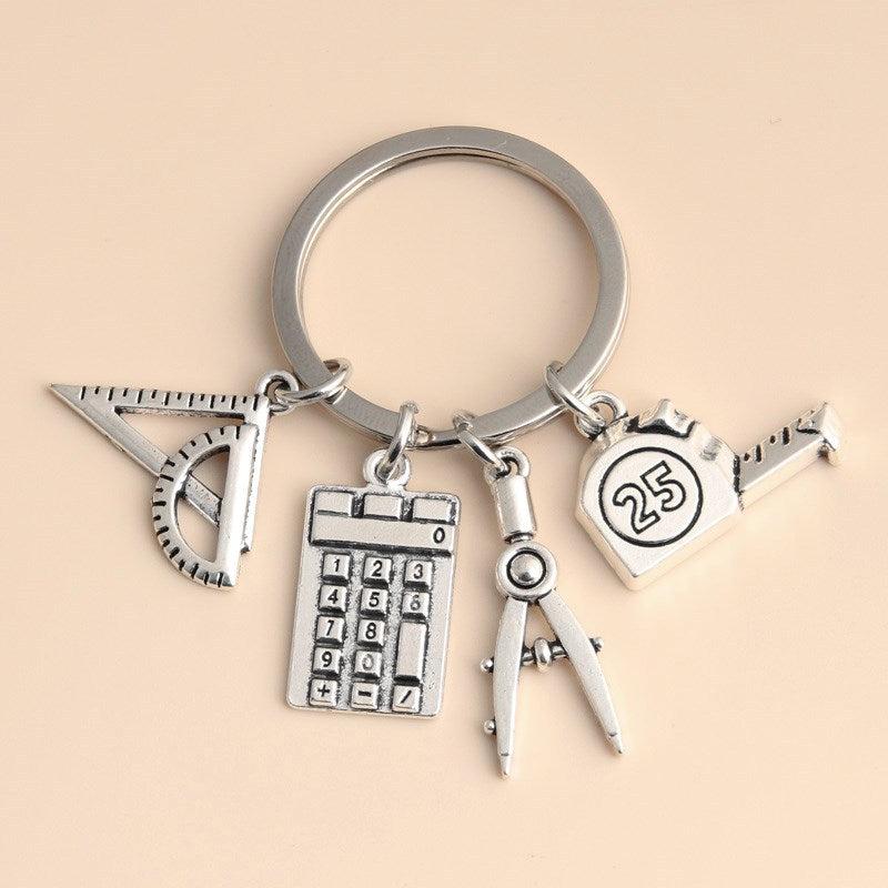 Teacher's Gift Keychain Rule Calculator Math Learning Supplies Keyring