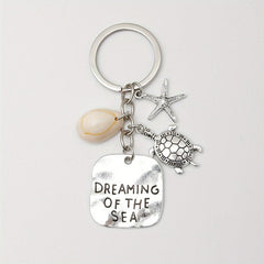 Turtle Shell Starfish Keychain Bag Charm