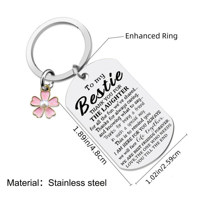 Bestie Flowers Keychain Birthday Keyring Good True Friends Friendship