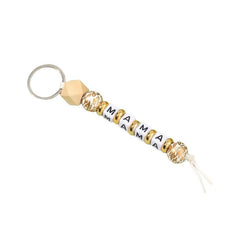 Leopard Print Silicone Beaded MAMA Keychain Keyring for Women Ladies