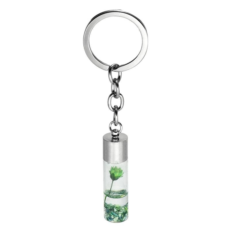 Glass Wish Bottle Keychain Dried Flower Pendant Keyring Gift