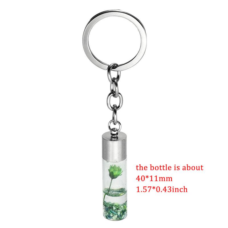 Glass Wish Bottle Keychain Dried Flower Pendant Keyring Gift