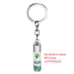 Glass Wish Bottle Keychain Dried Flower Pendant Keyring Gift