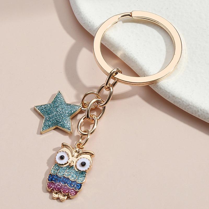 Enamel Alloy Owl Ladybug Key Chain Grimace Keychain Bag Ornaments