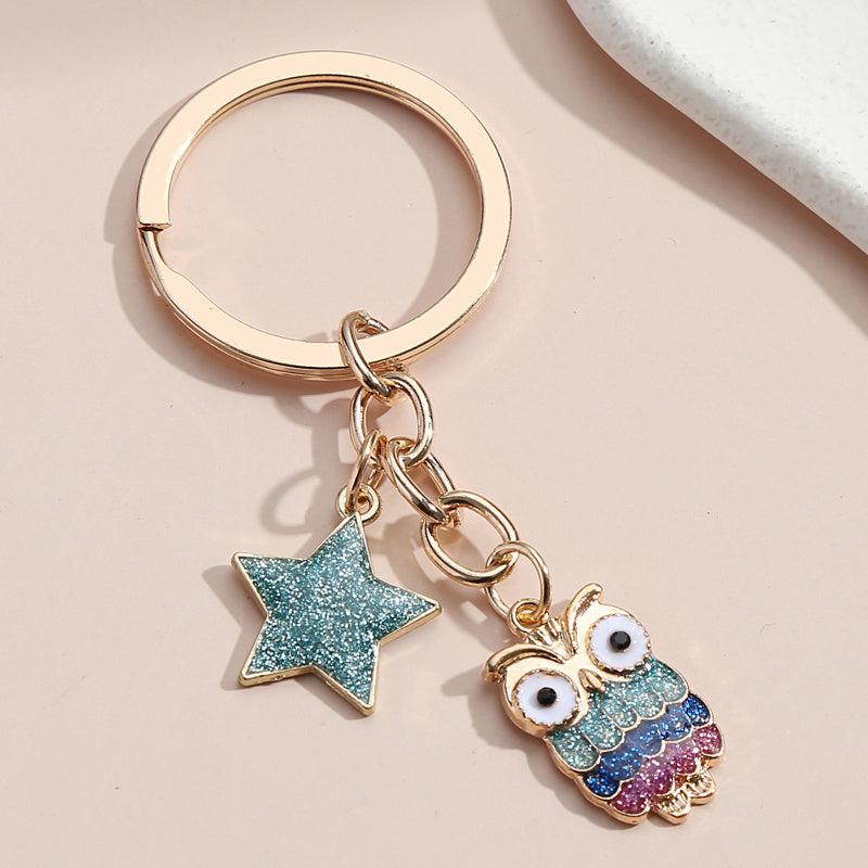 Enamel Alloy Owl Ladybug Key Chain Grimace Keychain Bag Ornaments