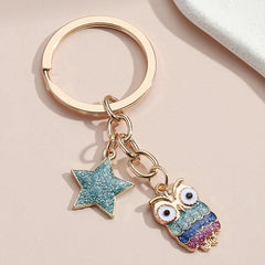 Enamel Alloy Owl Ladybug Key Chain Grimace Keychain Bag Ornaments