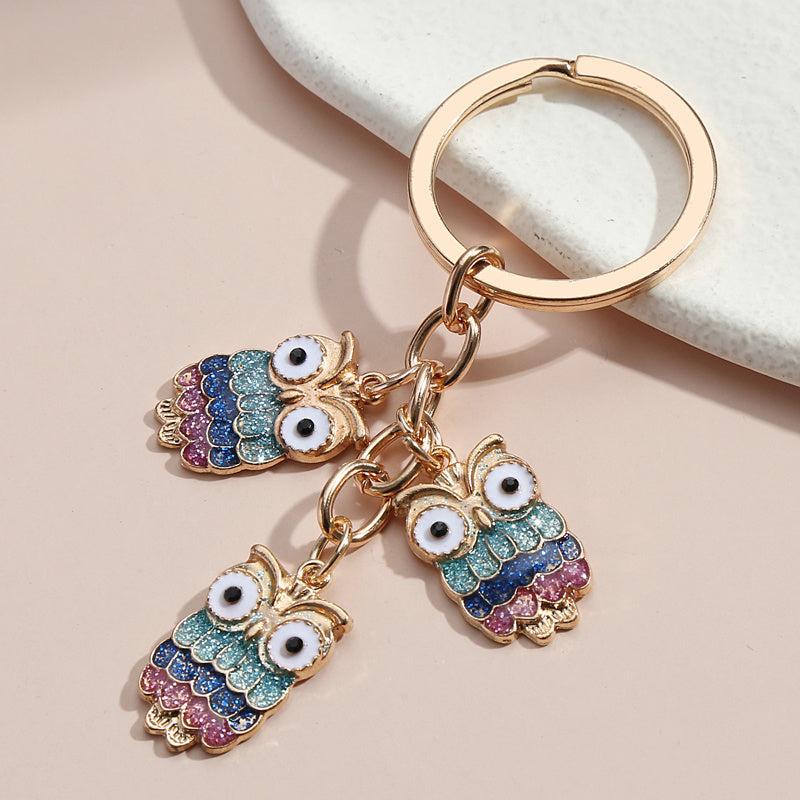 Enamel Alloy Owl Ladybug Key Chain Grimace Keychain Bag Ornaments