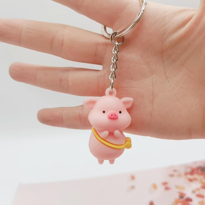 Pig Zipper Charm Pig Figure Key Chain Pig Lover Gift Piglet Keychain