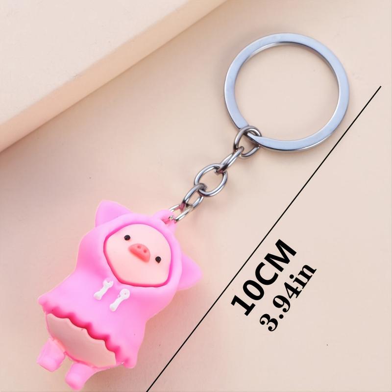 Pig Zipper Charm Pig Figure Key Chain Pig Lover Gift Piglet Keychain
