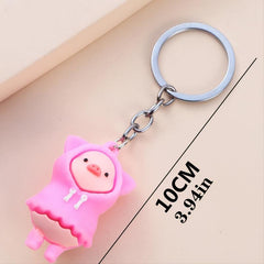 Pig Zipper Charm Pig Figure Key Chain Pig Lover Gift Piglet Keychain