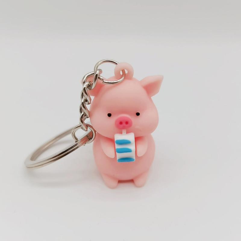 Pig Zipper Charm Pig Figure Key Chain Pig Lover Gift Piglet Keychain