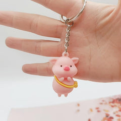 Pig Zipper Charm Pig Figure Key Chain Pig Lover Gift Piglet Keychain