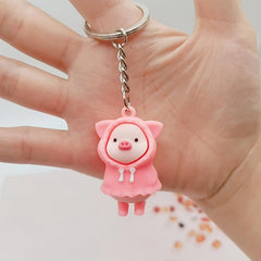 Pig Zipper Charm Pig Figure Key Chain Pig Lover Gift Piglet Keychain