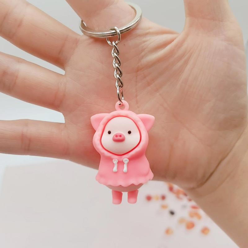 Pig Zipper Charm Pig Figure Key Chain Pig Lover Gift Piglet Keychain