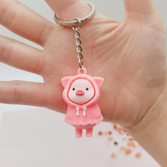 Pig Zipper Charm Pig Figure Key Chain Pig Lover Gift Piglet Keychain