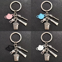 Dentist Keychain Mask Toothpaste Toothbrush Pattern Keyring Pendant