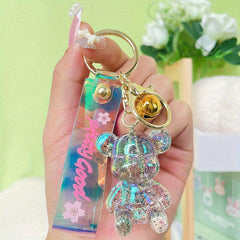 Cartoon Bear Doll Bracelet Keychain Acrylic Animal Key Ring Purse Bag Charm