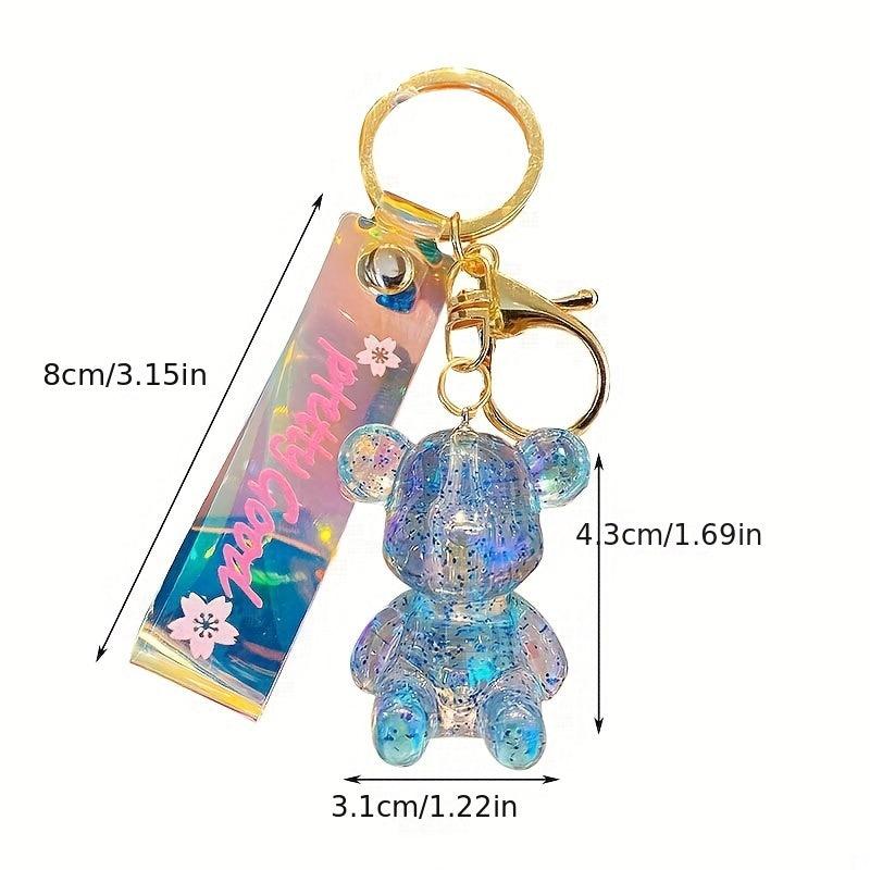 Cartoon Bear Doll Bracelet Keychain Acrylic Animal Key Ring Purse Bag Charm
