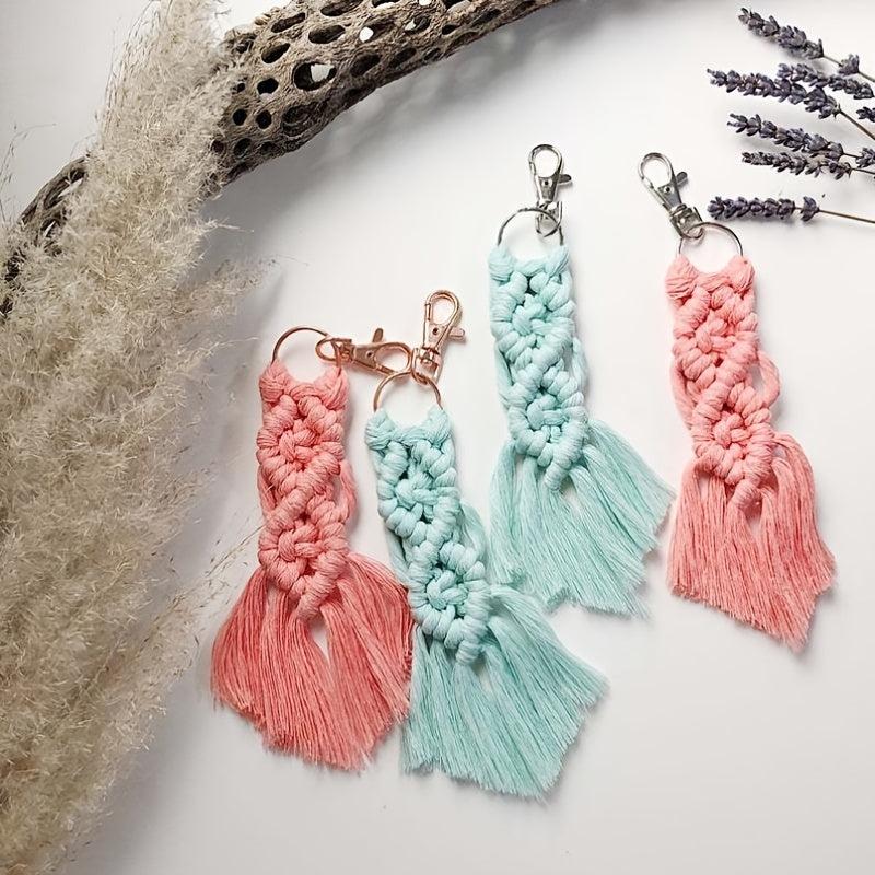 Colorful Macrame Keychain Fiber Art Tassel Ornament