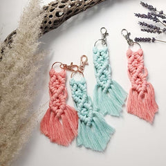 Colorful Macrame Keychain Fiber Art Tassel Ornament