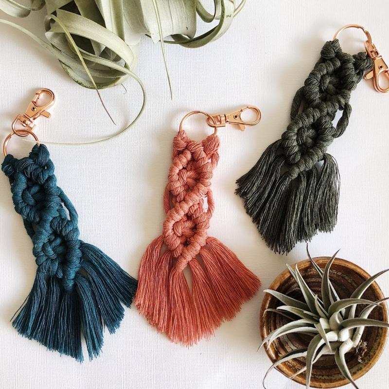 Colorful Macrame Keychain Fiber Art Tassel Ornament