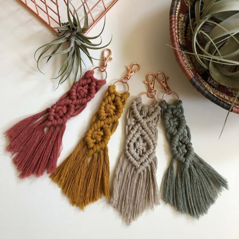 Colorful Macrame Keychain Fiber Art Tassel Ornament