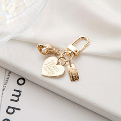 Heart & Shell Shape Keychain Faux Pearl Key Ring Bag Pendant