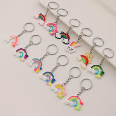 12pcs Rainbow Charm Keychain School Bag Handbag Key Chain Ring Holder