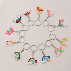 12pcs Rainbow Charm Keychain School Bag Handbag Key Chain Ring Holder