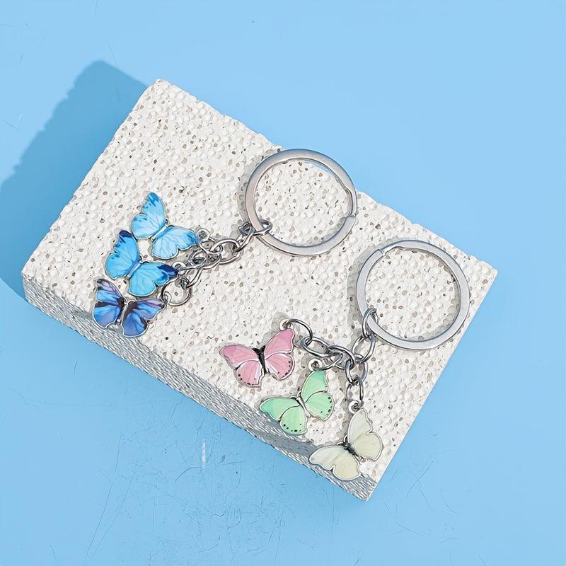 Butterfly Enameled Charms Keychain Chain Tassel Key Chain Key Ring