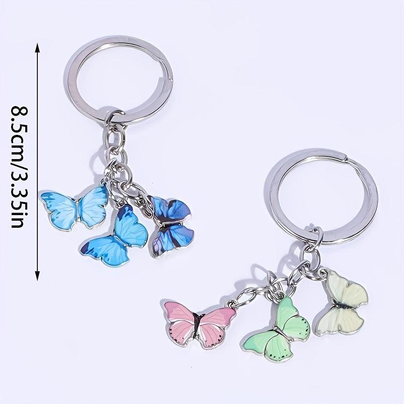 Butterfly Enameled Charms Keychain Chain Tassel Key Chain Key Ring