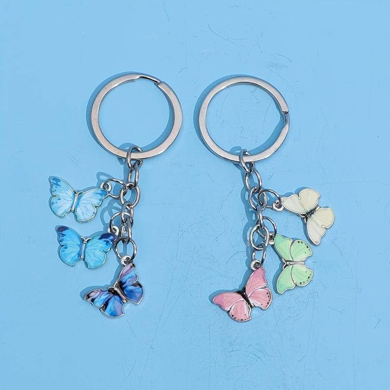 Butterfly Enameled Charms Keychain Chain Tassel Key Chain Key Ring