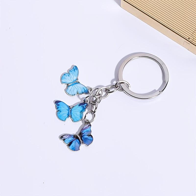 Butterfly Enameled Charms Keychain Chain Tassel Key Chain Key Ring