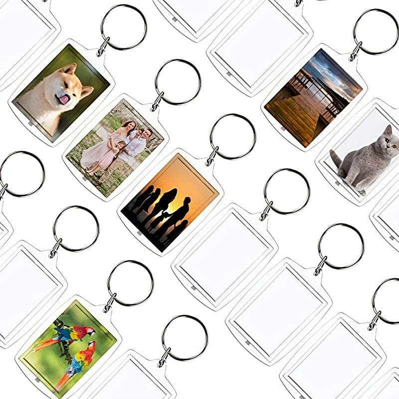 40 PCS Acrylic Photo Frame Keyrings Clear Blank Keychains DIY Gift Family
