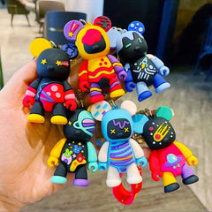 Graffiti Bear Keychain Couple School Bag Ornament Doll Key Chain Pendant Gift