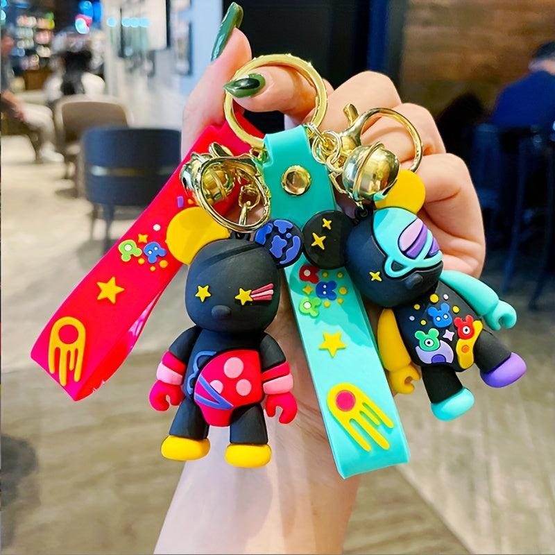 Graffiti Bear Keychain Couple School Bag Ornament Doll Key Chain Pendant Gift